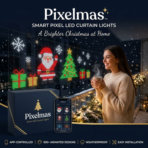 Pixelmas App-Controlled LED Curtain Lights