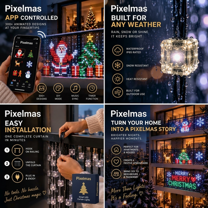 Pixelmas App-Controlled LED Curtain Lights